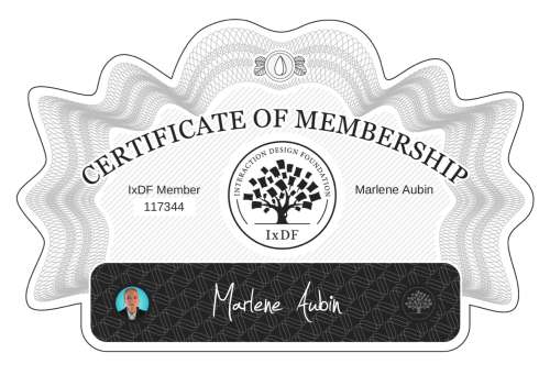 Marlene's Certificate of membership