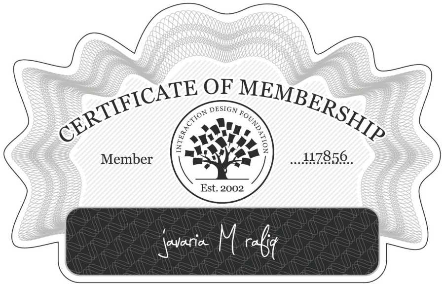 javaria M rafiq: Certificate of Membership