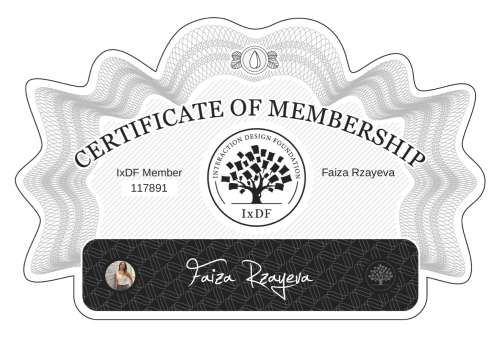 Faiza's Certificate of membership