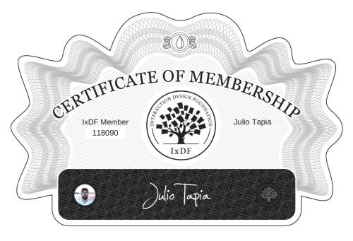 Julio's Certificate of membership