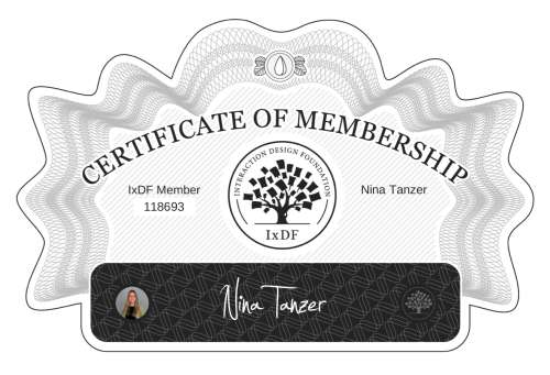Nina's Certificate of membership