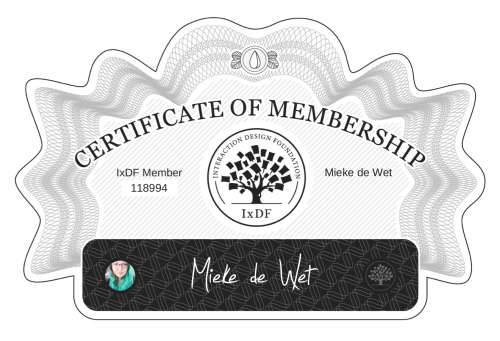 Mieke's Certificate of membership