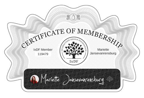 Mariette's Certificate of membership