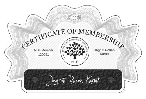 Jagruti's Certificate of membership
