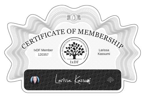 Larissa's Certificate of membership