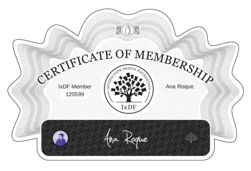 Ana's Certificate of membership