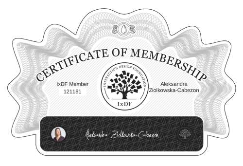 Aleksandra's Certificate of membership