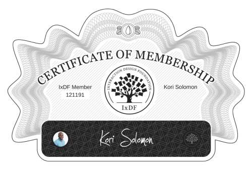 Kori's Certificate of membership