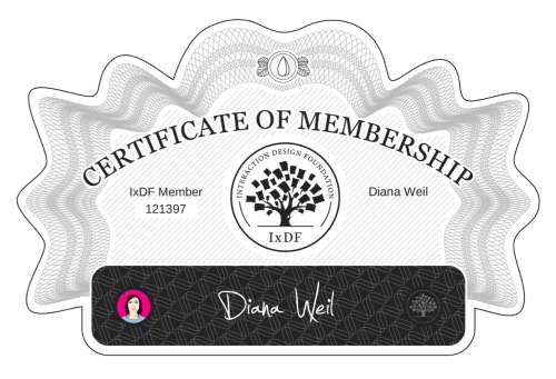 Diana's Certificate of membership