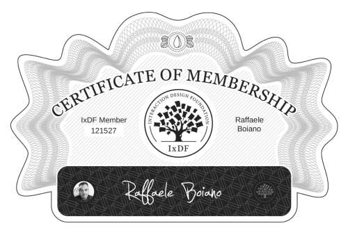 Raffaele's Certificate of membership
