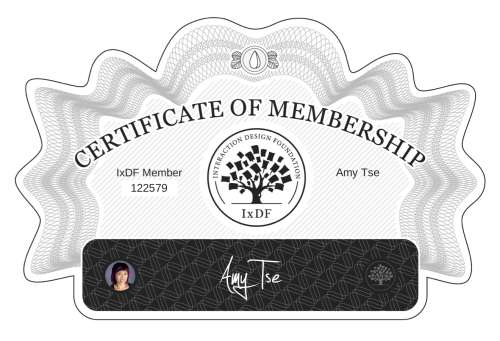 Amy's Certificate of membership