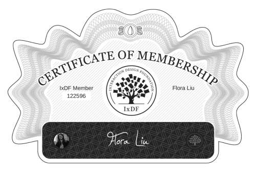 Flora's Certificate of membership