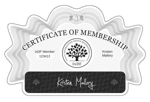 Kristen's Certificate of membership