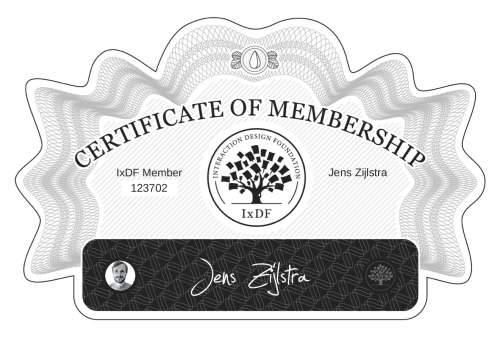 Jens's Certificate of membership