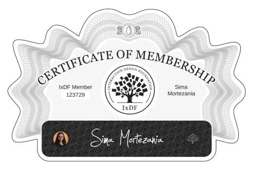 Sima's Certificate of membership