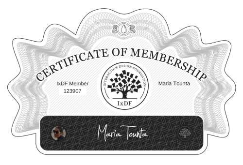 Maria's Certificate of membership