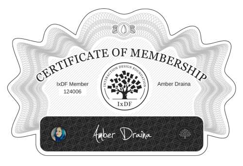 Amber's Certificate of membership