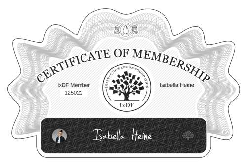Isabella's Certificate of membership