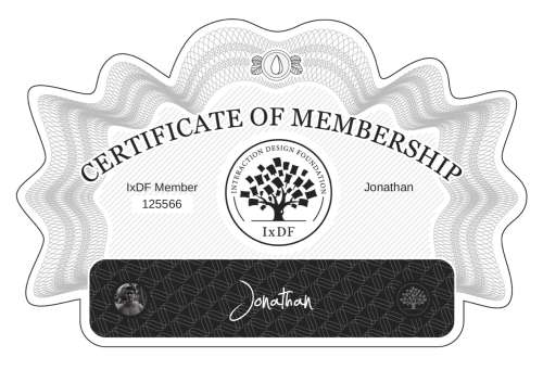 Jonathan's Certificate of membership