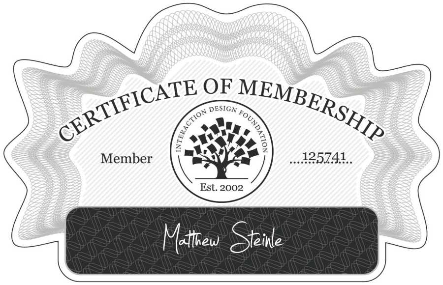 Matthew Steinle: Certificate of Membership