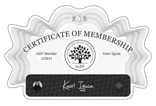 Kaori's Certificate of membership