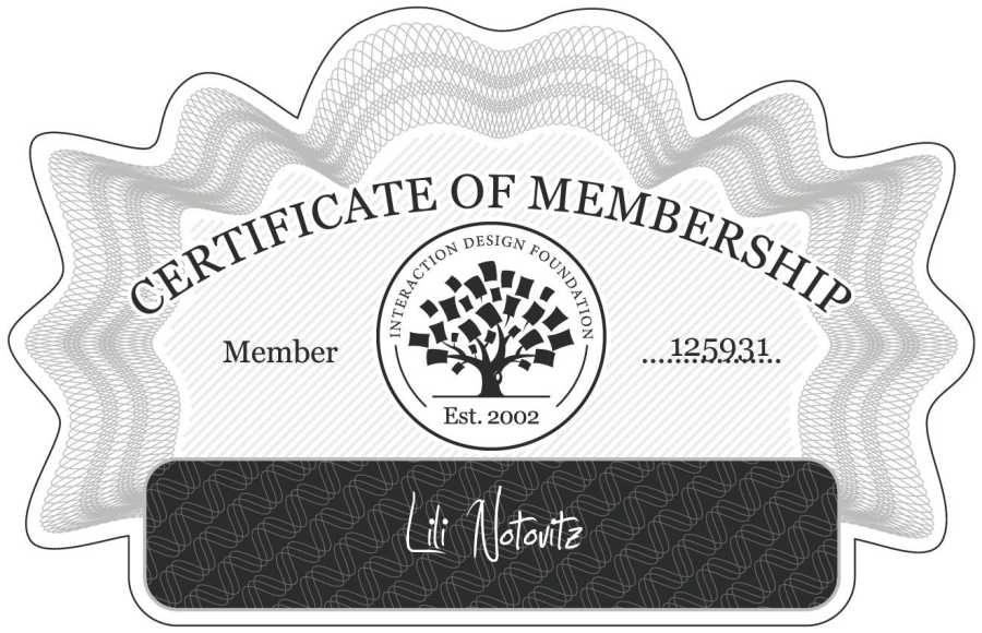 Lili Notovitz: Certificate of Membership