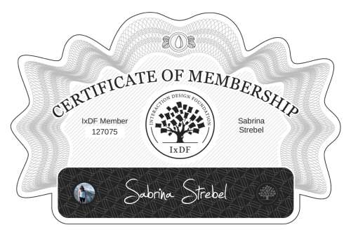 Sabrina's Certificate of membership