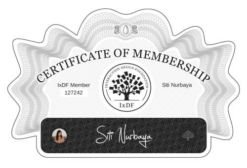 Siti's Certificate of membership