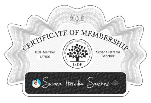 Susana's Certificate of membership