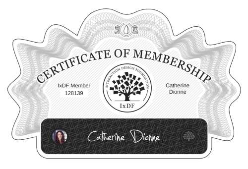 Catherine's Certificate of membership