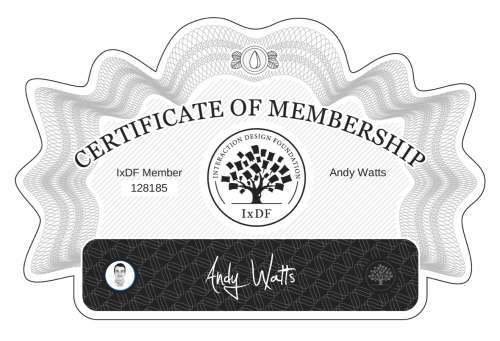 Andy's Certificate of membership