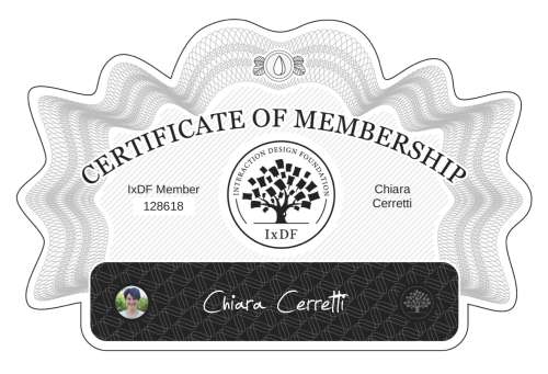 Chiara's Certificate of membership