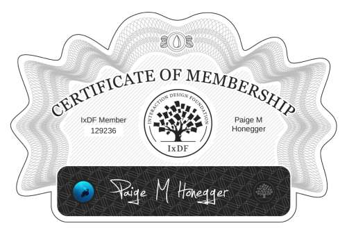 Paige's Certificate of membership