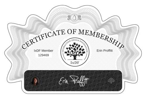 Erin's Certificate of membership