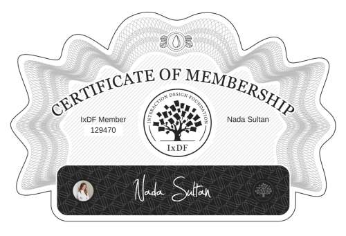 Nada's Certificate of membership