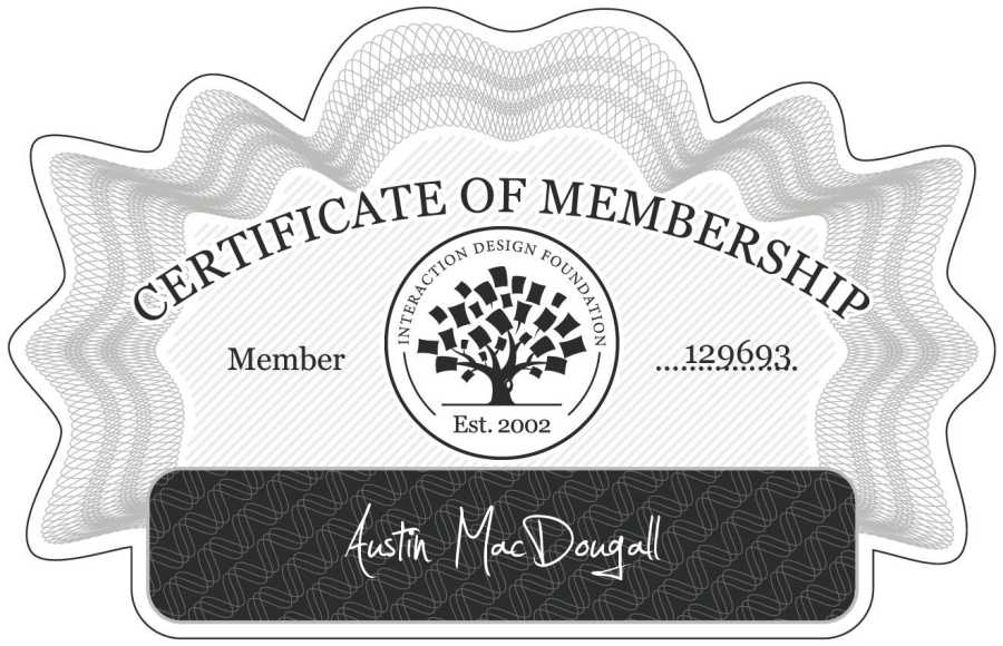 Austin MacDougall: Certificate of Membership