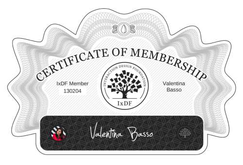 Valentina's Certificate of membership