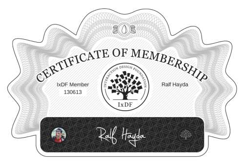 Ralf's Certificate of membership