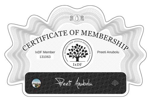 Preeti's Certificate of membership
