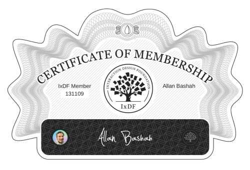 Allan's Certificate of membership