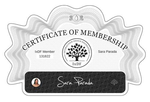 Sara's Certificate of membership