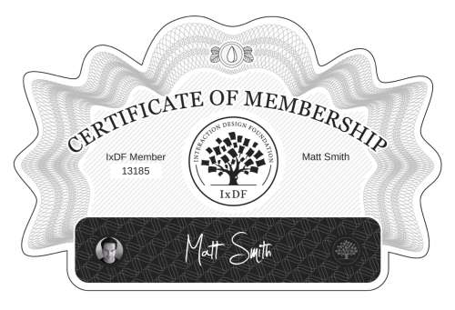 Matt's Certificate of membership