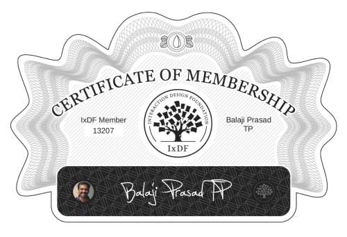 Balaji's Certificate of membership