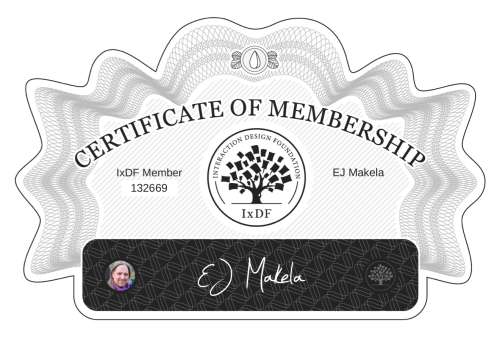EJ Makela's Certificate of membership