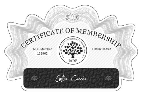 Emilia's Certificate of membership