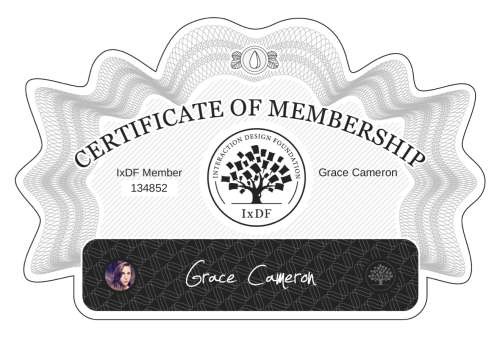 Grace's Certificate of membership