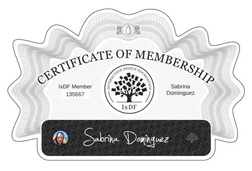 Sabrina's Certificate of membership