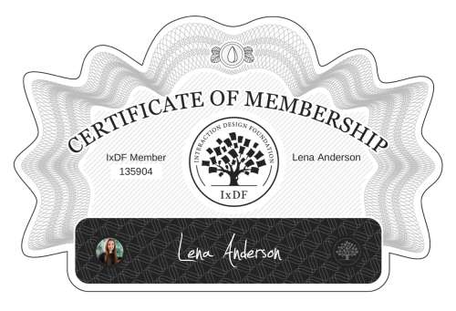 Lena's Certificate of membership