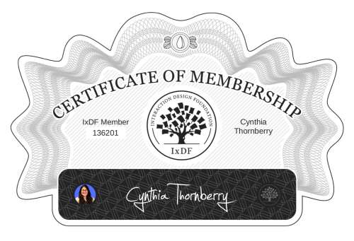 Cynthia's Certificate of membership