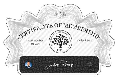 Javier's Certificate of membership